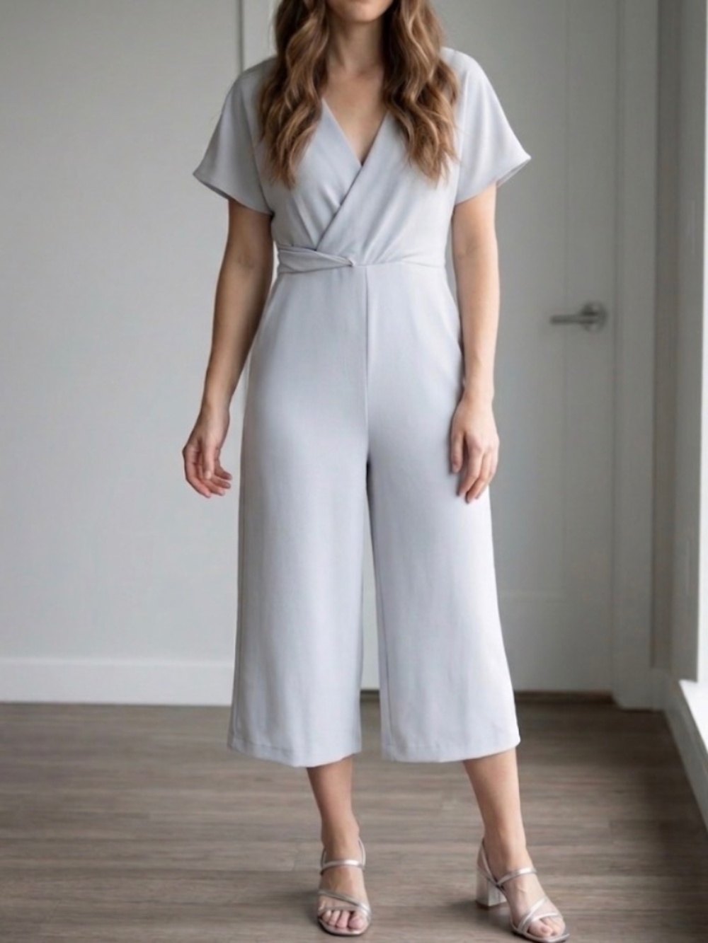Leith Wide Leg Jumpsuit Small Light Gray